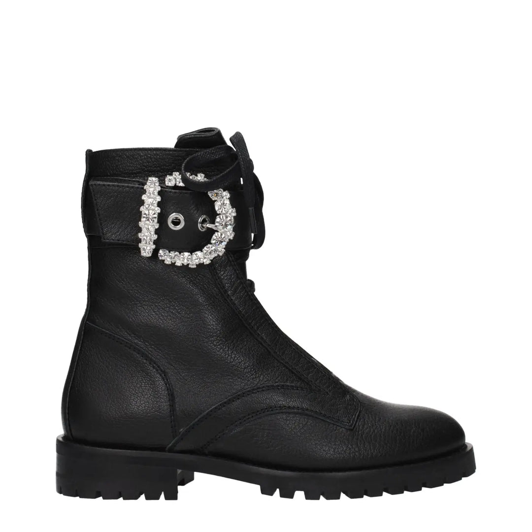 Jimmy Choo Black Leather Ankle Boots
