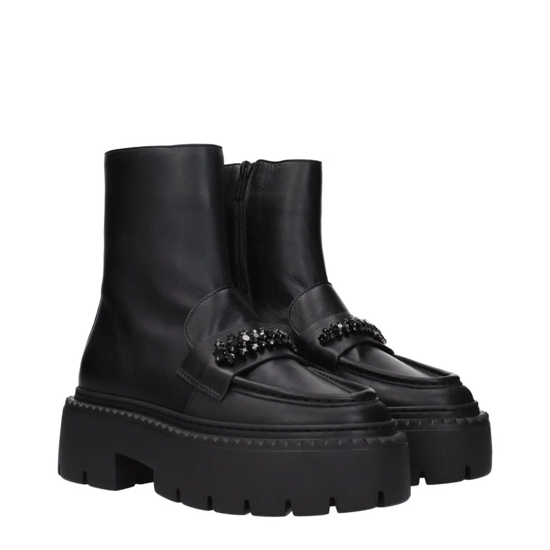 Jimmy Choo Black Leather Ankle Boots