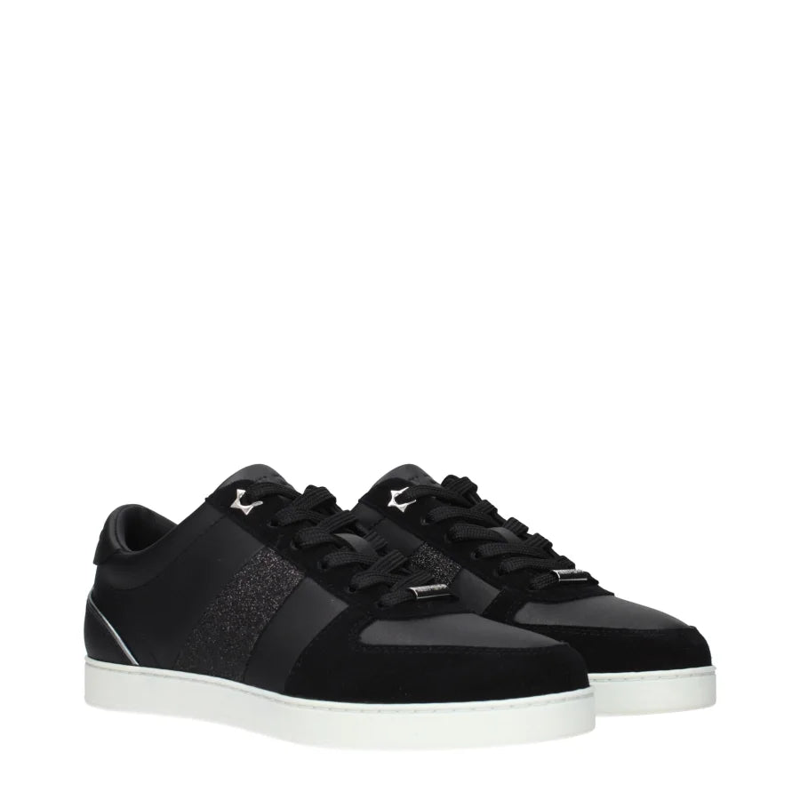 Jimmy Choo Black Leather Low Top Sneakers