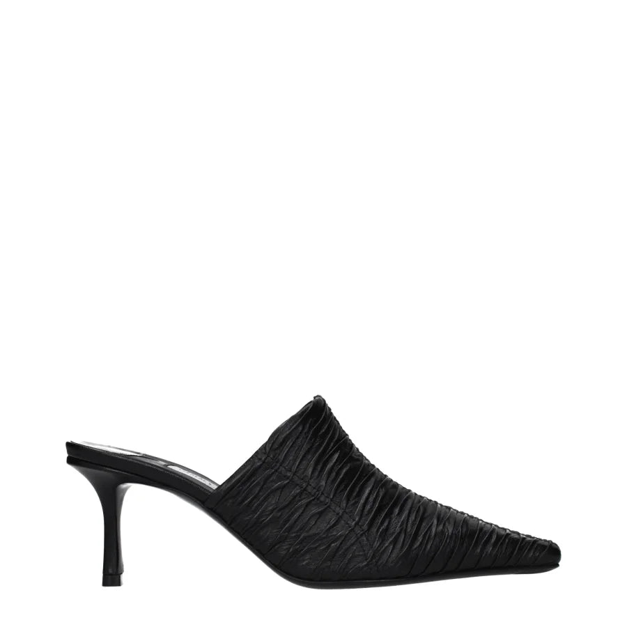 Jimmy Choo Black Leather Mid Heel Pumps