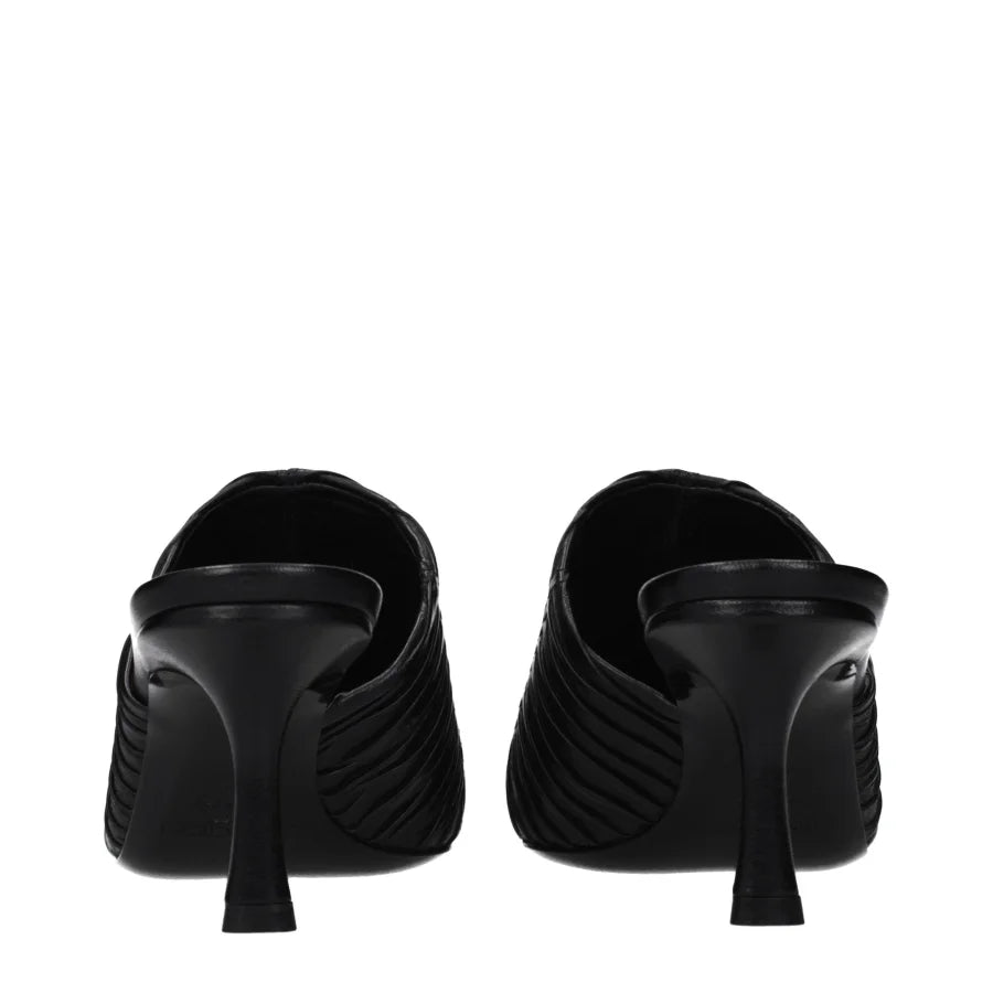 Jimmy Choo Black Leather Mid Heel Pumps