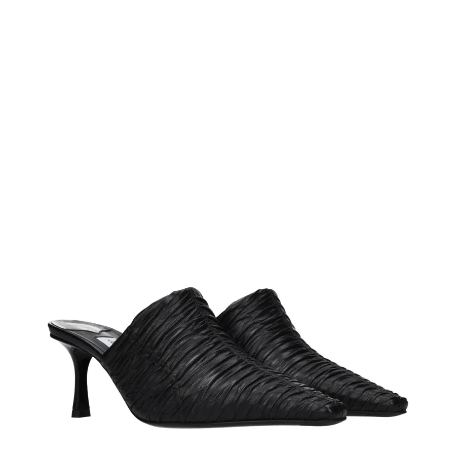 Jimmy Choo Black Leather Mid Heel Pumps