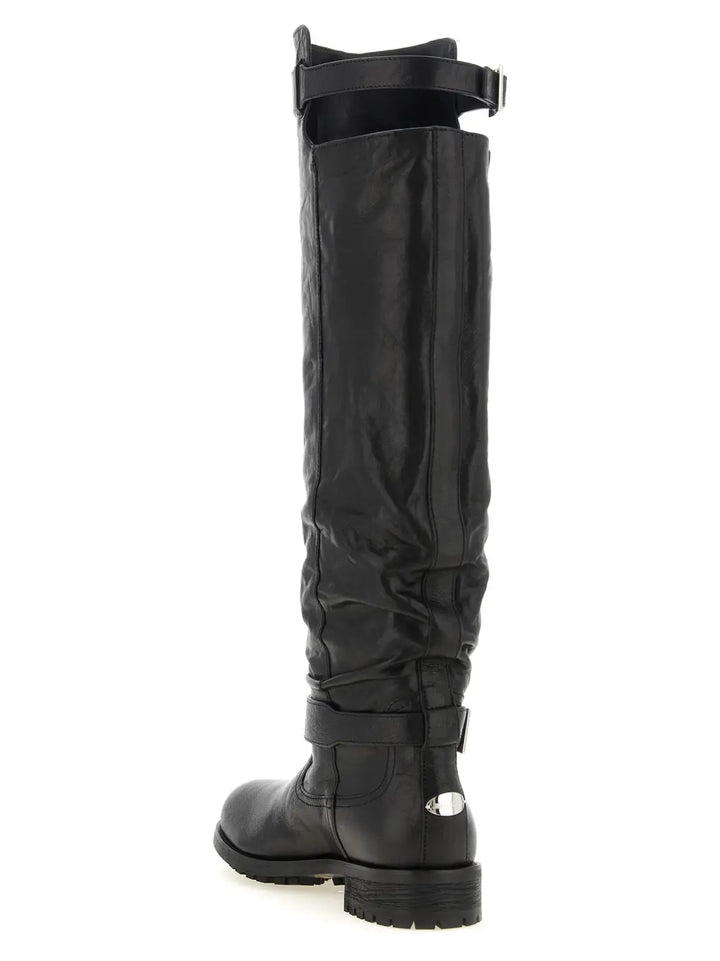 Jimmy Choo Black Leather Over the Knee