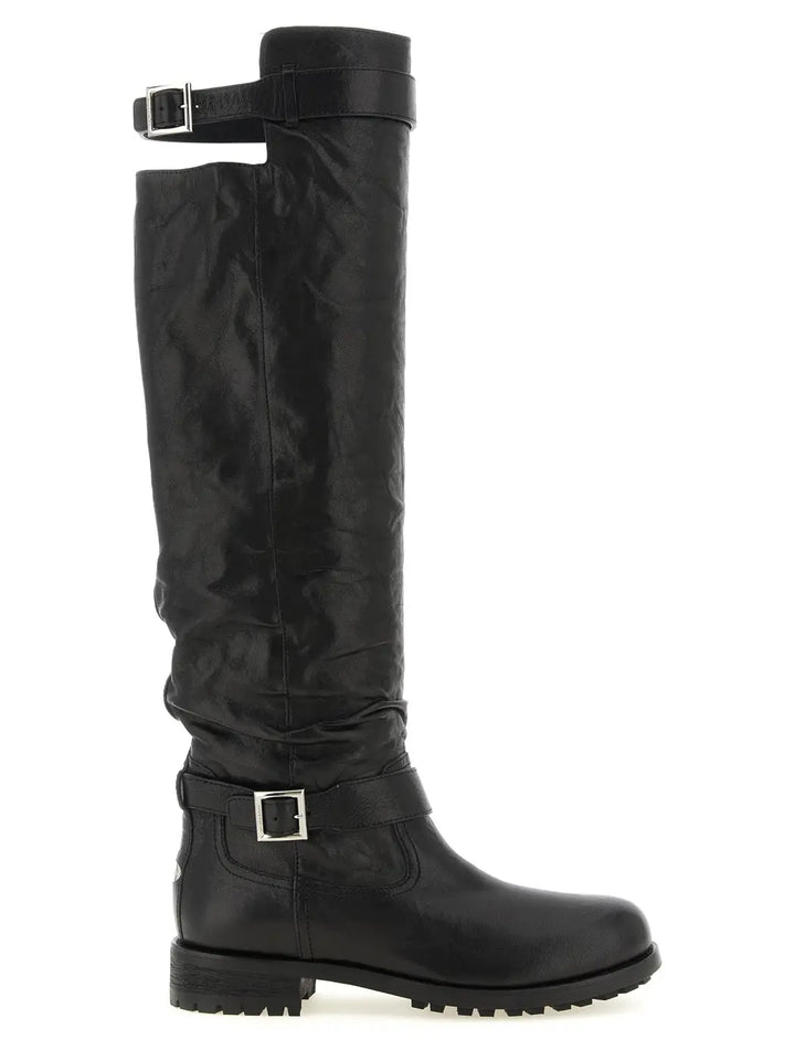 Jimmy Choo Black Leather Over the Knee