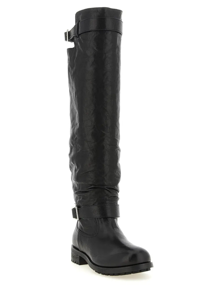 Jimmy Choo Black Leather Over the Knee