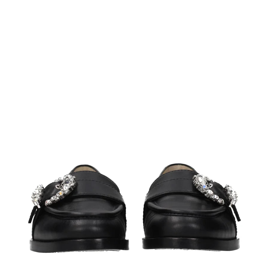 Jimmy Choo Black Leather Slip-On Loafers
