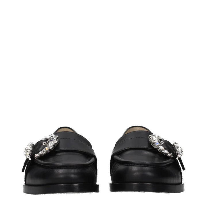 Jimmy Choo Black Leather Slip-On Loafers
