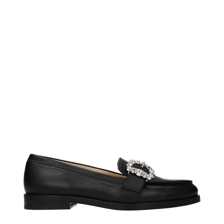 Jimmy Choo Black Leather Slip-On Loafers