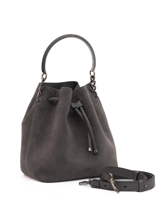 Jimmy Choo Dark Grey Bon Suede Bucket
