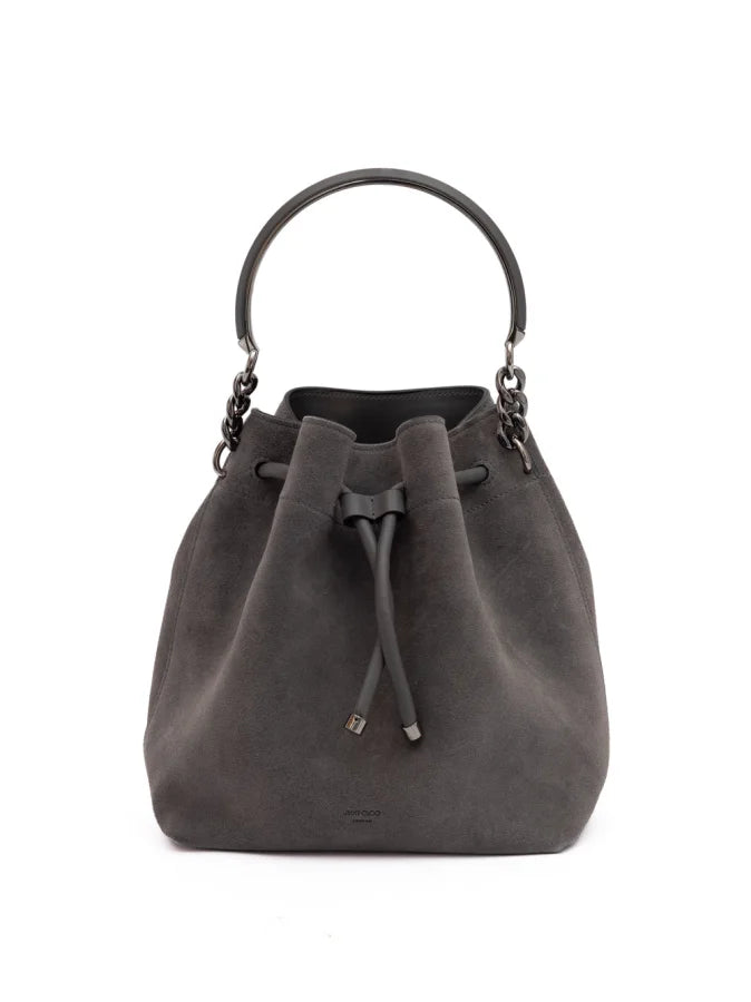 Jimmy Choo Dark Grey Bon Suede Bucket