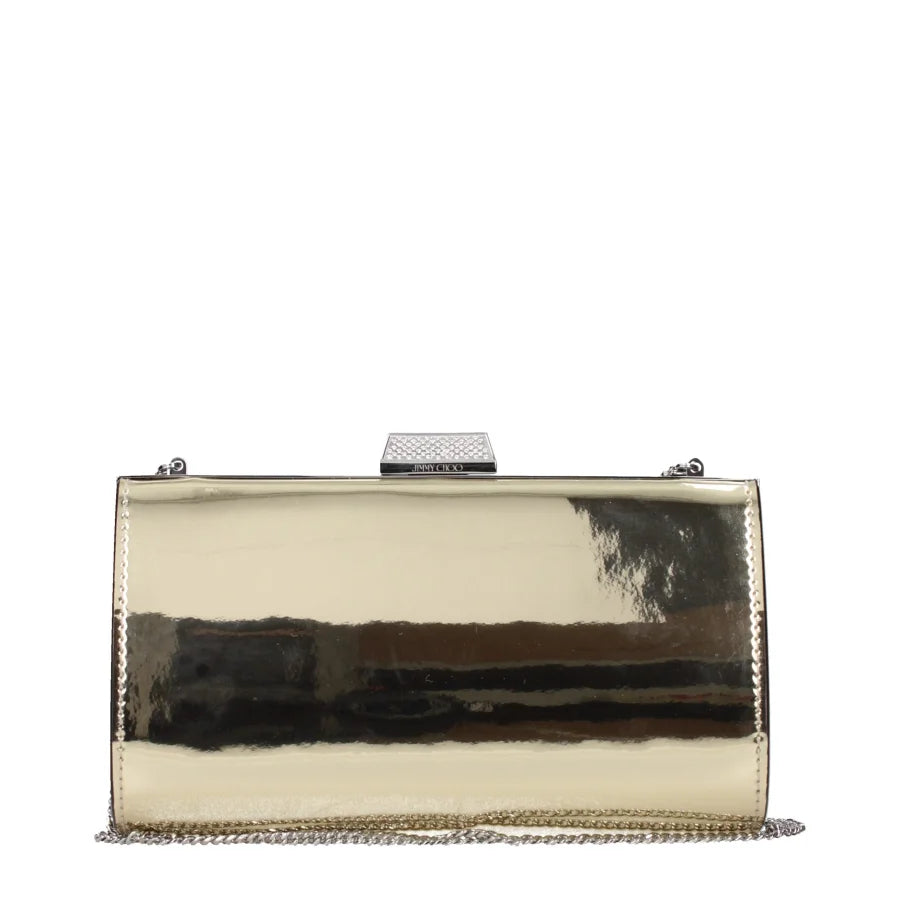 Jimmy Choo Gold Leather Clutch Bag