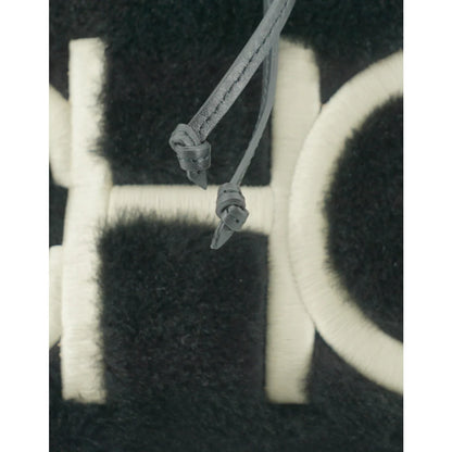 Jimmy Choo Shearling Juno Shoulder Bag with Logo Details Black