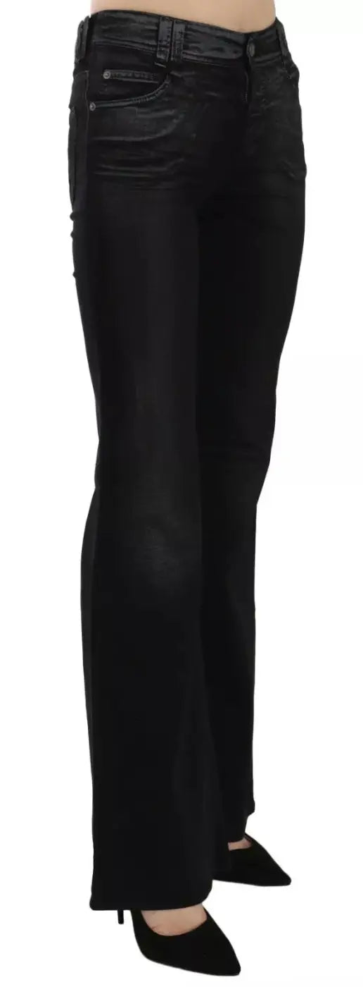 John Galliano Black Washed High Waist Flared Denim Casual Pants Jeans