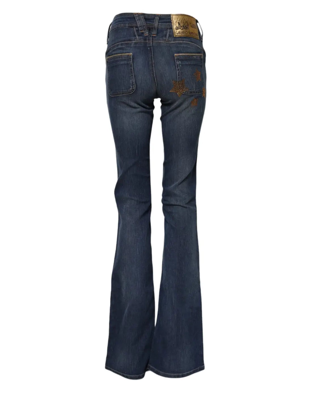 John Galliano Blue Cotton Mid Waist Wide Leg Denim Jeans
