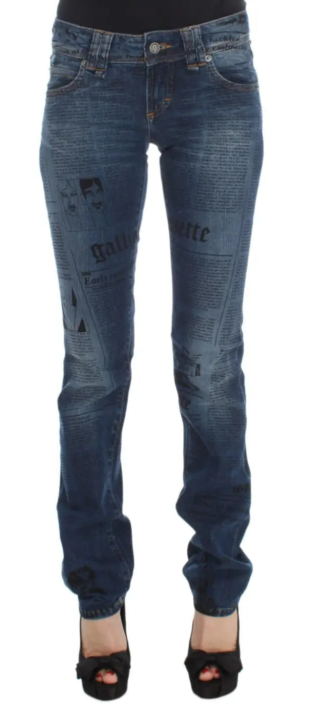 John Galliano Blue Wash Cotton Blend Slim Fit Bootcut Jeans