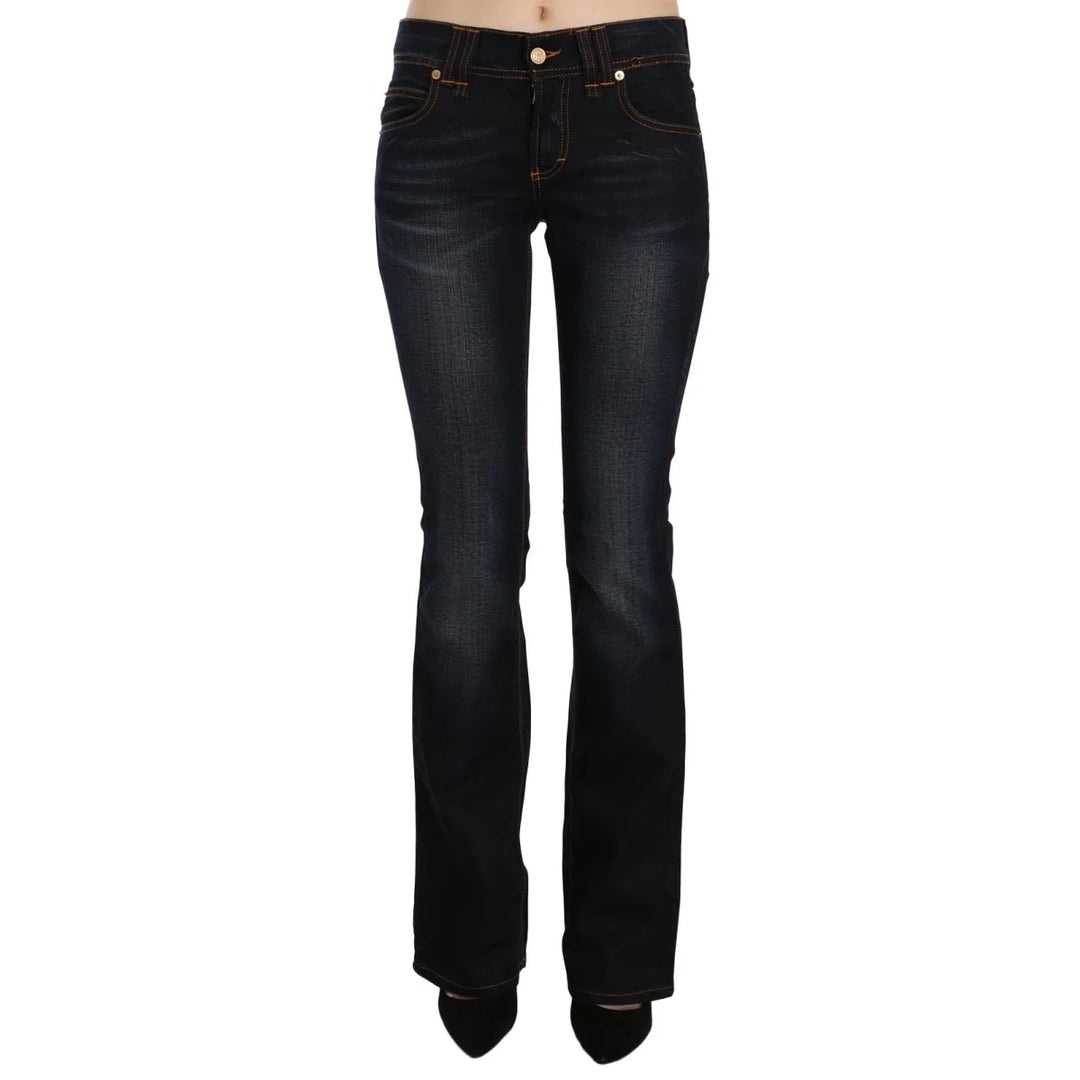 John Galliano Blue Washed Mid Waist Regular Leg Boot Cut Denim Jeans