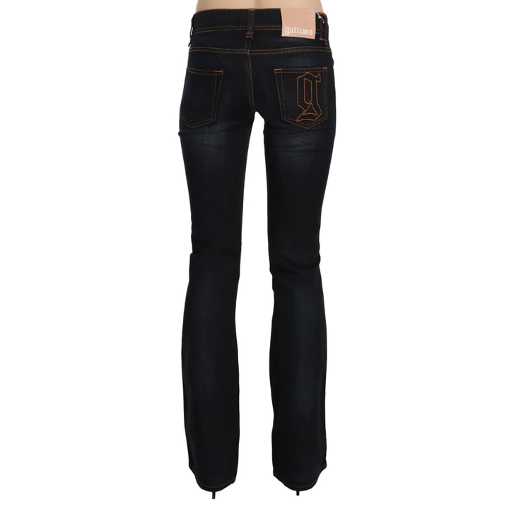 John Galliano Blue Washed Mid Waist Regular Leg Boot Cut Denim Jeans