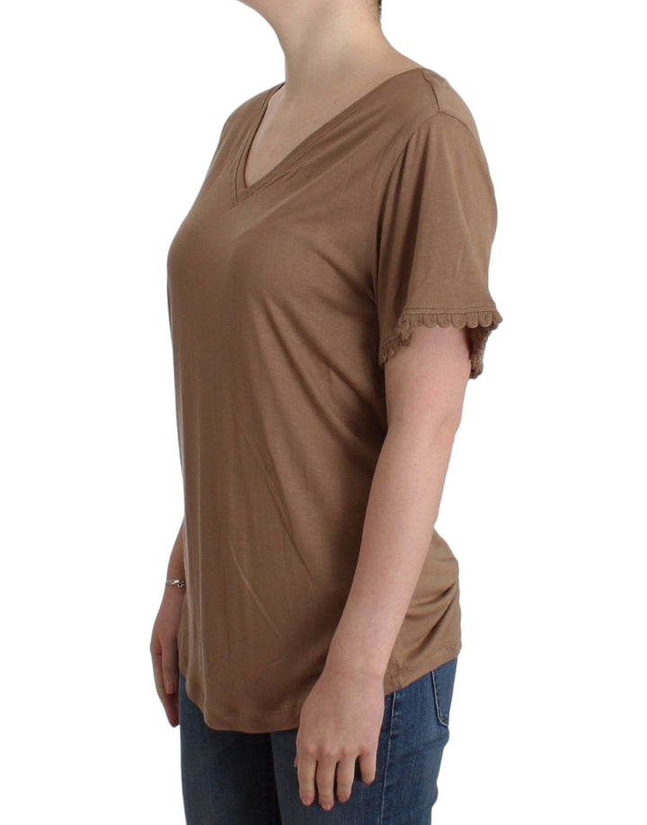 John Galliano - Brown shortsleeved top