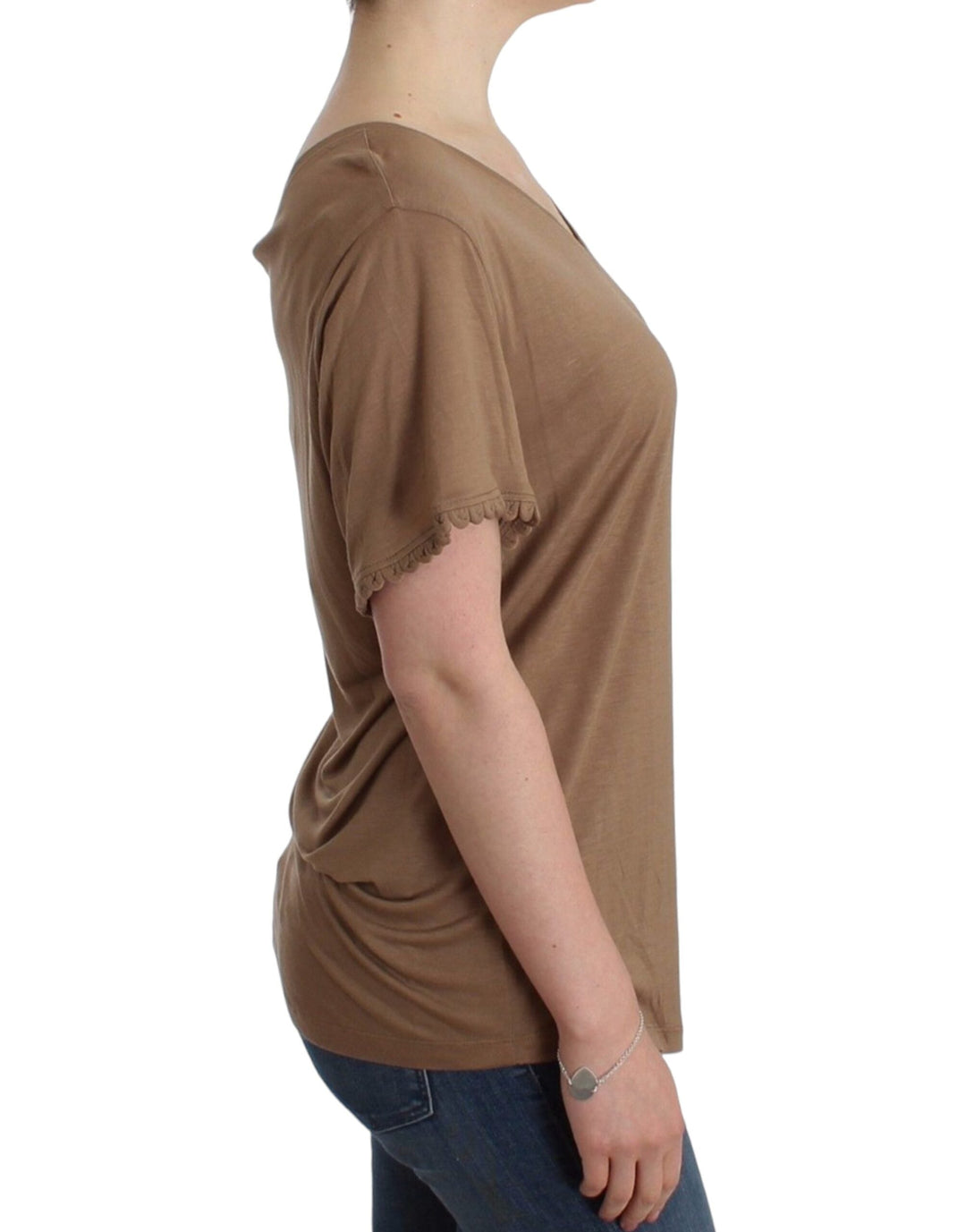 John Galliano - Brown shortsleeved top