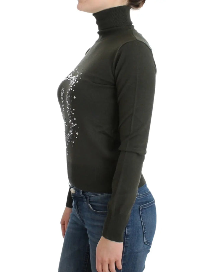 John Galliano Green wool turtleneck sweater