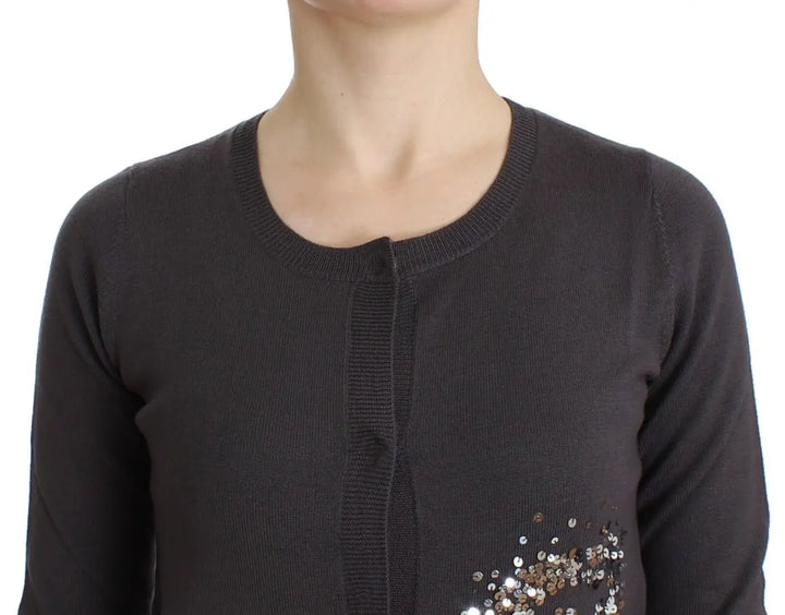 John Galliano Purple Wool Sequined Cardigan Knit Sweater