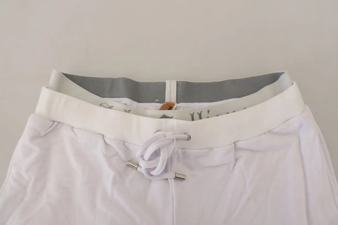 John Galliano White Cotton Logo Mens Jogger Pants