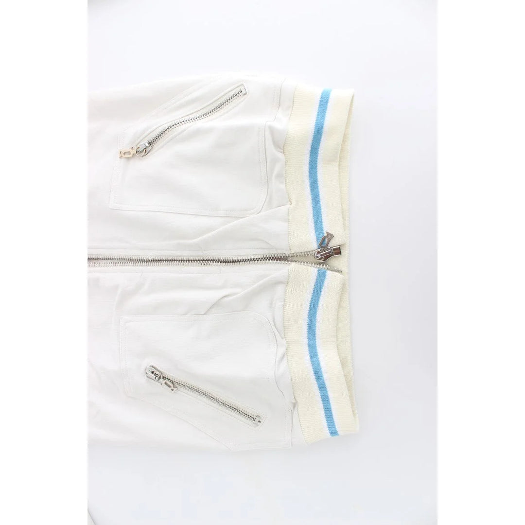 John Galliano White Mock Zip Cardigan Sweatshirt Sweater
