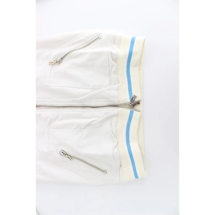 John Galliano White Mock Zip Cardigan Sweatshirt Sweater