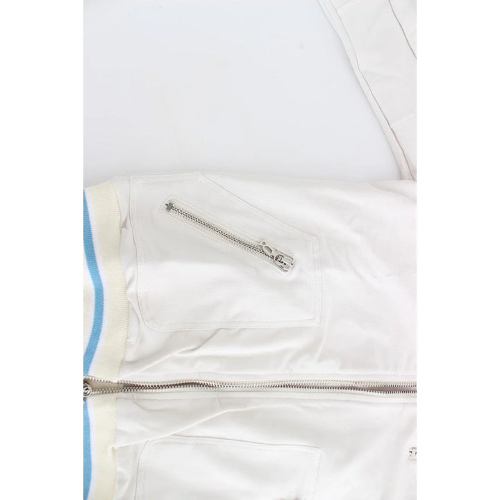 John Galliano White Mock Zip Cardigan Sweatshirt Sweater