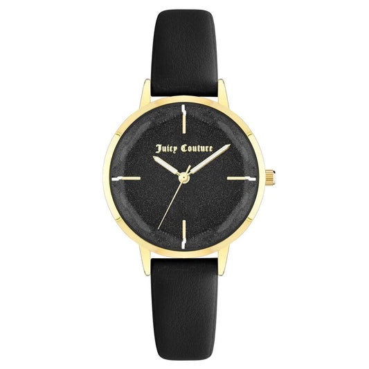 Juicy Couture Black Plastic Dress Watch with Gold Metal Accents