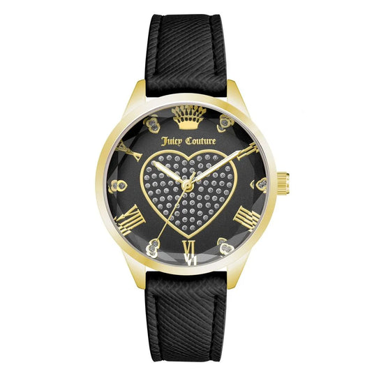Juicy Couture Black Plastic Dress Watch Golden Metal Quartz 35MM