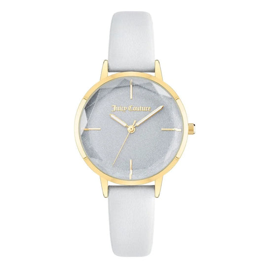 Juicy Couture White Plastic Dress Watch with Golden Metal Accents