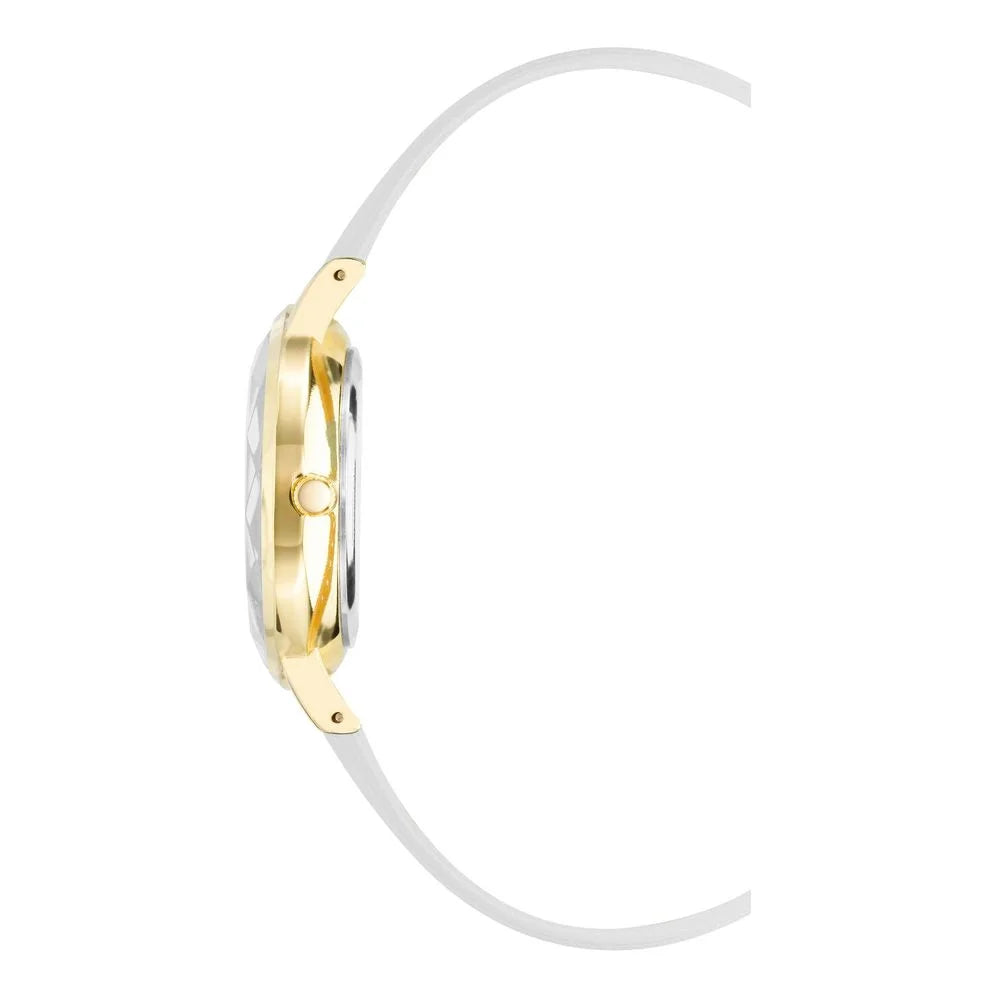 Juicy Couture White Plastic Dress Watch with Golden Metal Accents