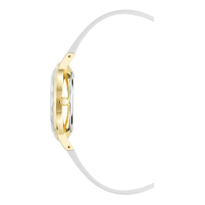 Juicy Couture White Plastic Dress Watch with Golden Metal Accents