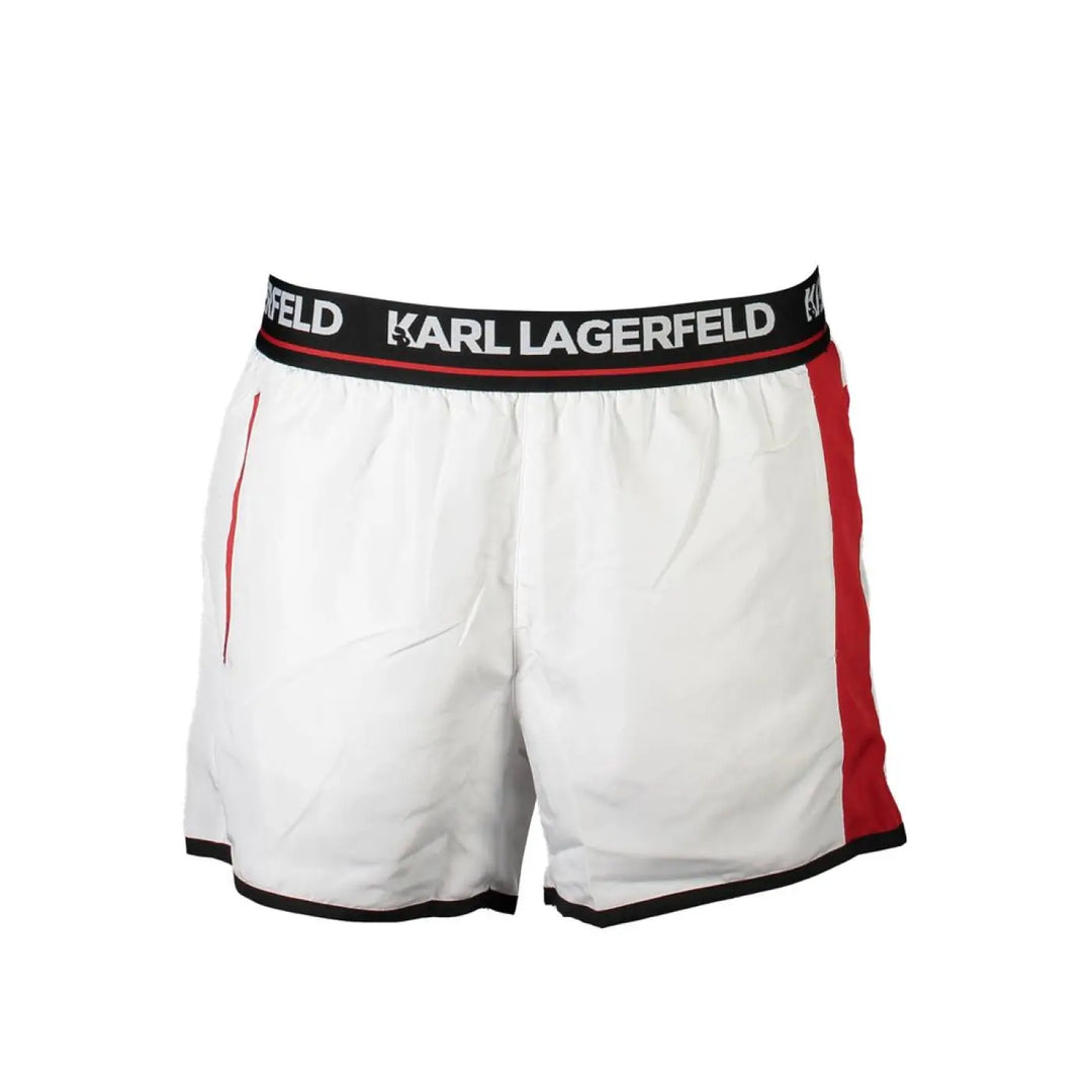 Karl Lagerfeld Bianco Poliestere Men Swim Boxer