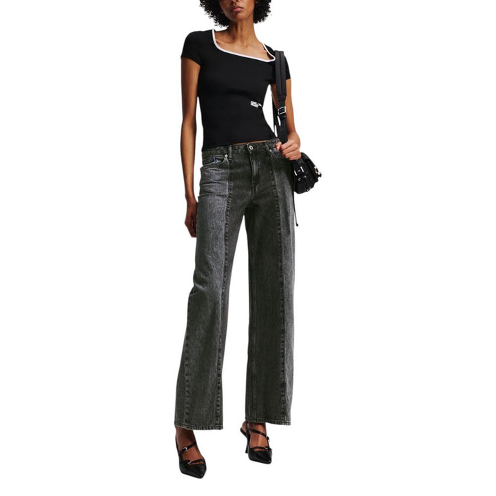 Karl Lagerfeld Black Cotton Relaxed Fit Jeans