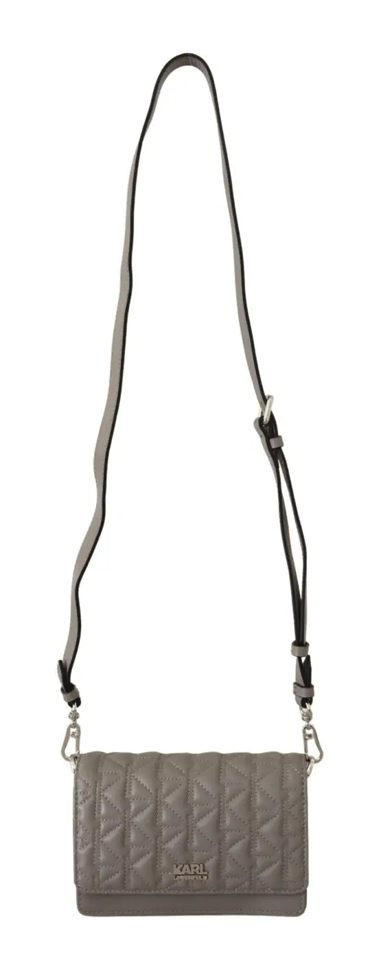 Karl Lagerfeld - Light Grey Leather Crossbody Bag