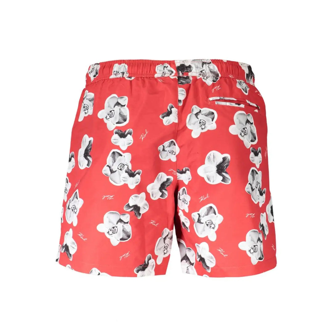 Karl Lagerfeld Red Polyester Men’s Swim Trunk