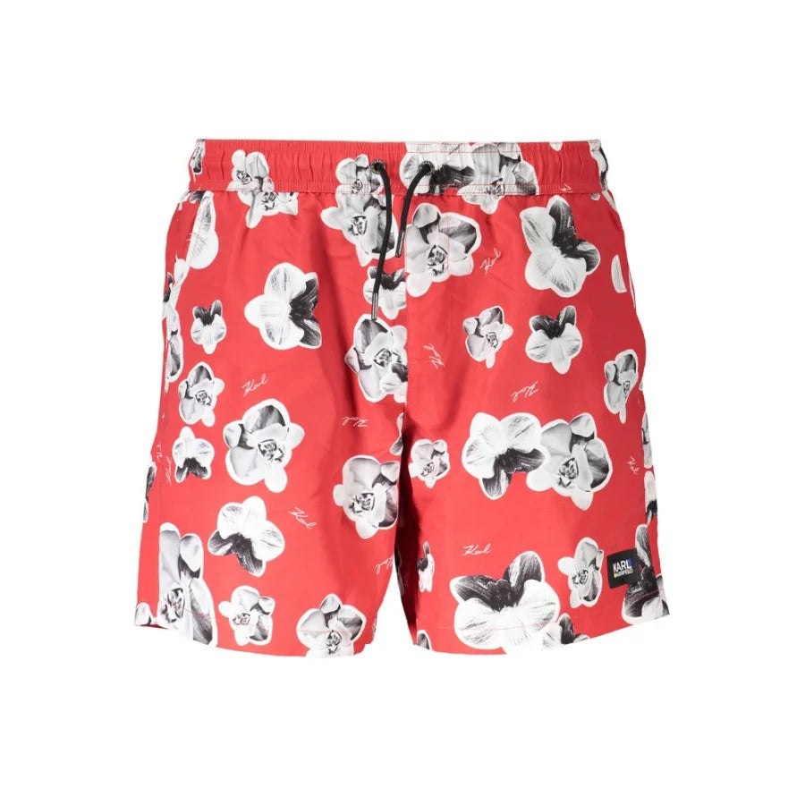 Karl Lagerfeld Red Polyester Men’s Swim Trunk