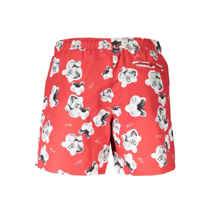 Karl Lagerfeld Red Polyester Men’s Swim Trunk
