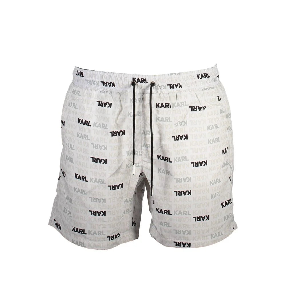 Karl Lagerfeld White Polyester Men’s Swim Trunks