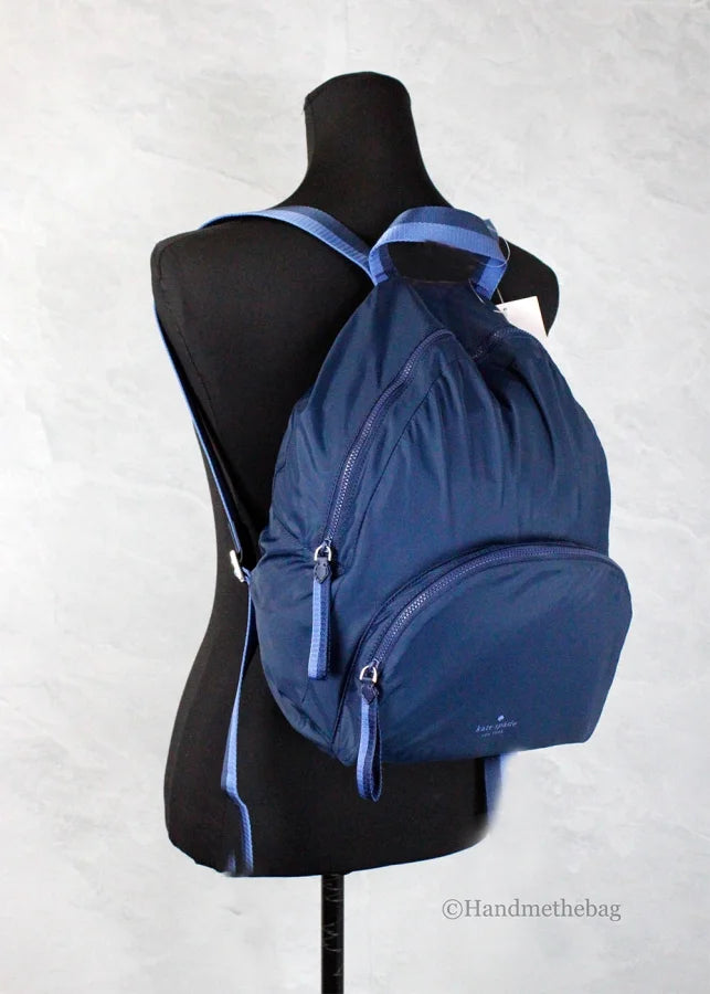 Kate Spade - Arya Medium Nylon Nightcap Blue Packable Backpack BookBag Bag