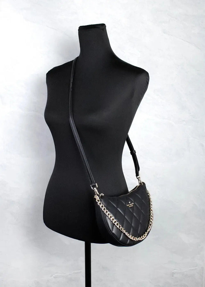 Kate Spade Carey Small Black Quilted Leather Zip Top Crossbody Bag