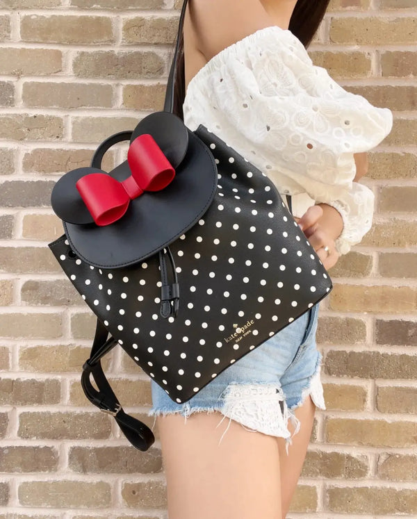 Kate Spade - Disney Minnie Mouse Medium Leather Backpack Bookbag Bag