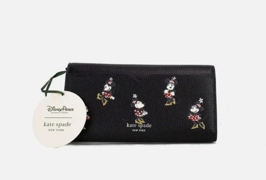 Kate Spade - X Disney Black Leather Minnie Mouse Wallet Crossbody Bag