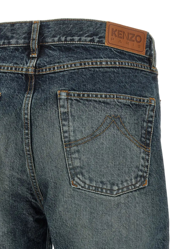 Kenzo Blue Cotton Straight-leg Jeans