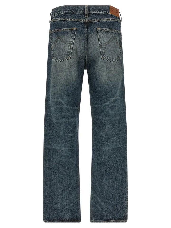 Kenzo Blue Cotton Straight-leg Jeans
