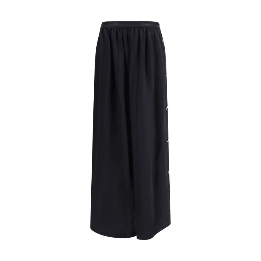 Kristina Ti Black Fleece Wool Long Skirt