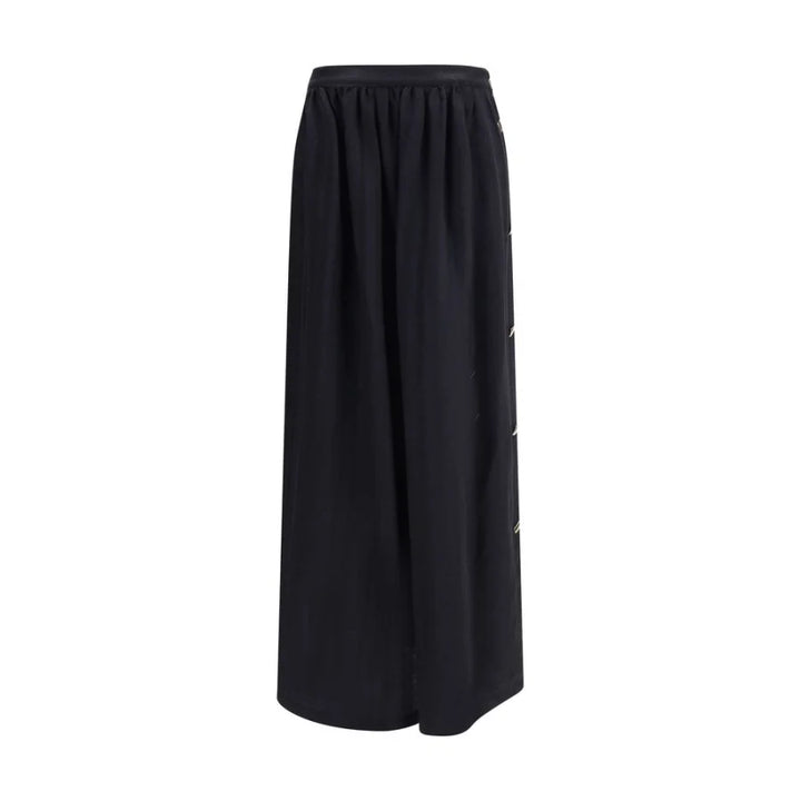 Kristina Ti Black Fleece Wool Long Skirt