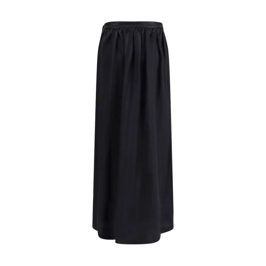 Kristina Ti Black Fleece Wool Long Skirt